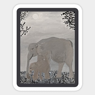 elephant by moonlight Sticker